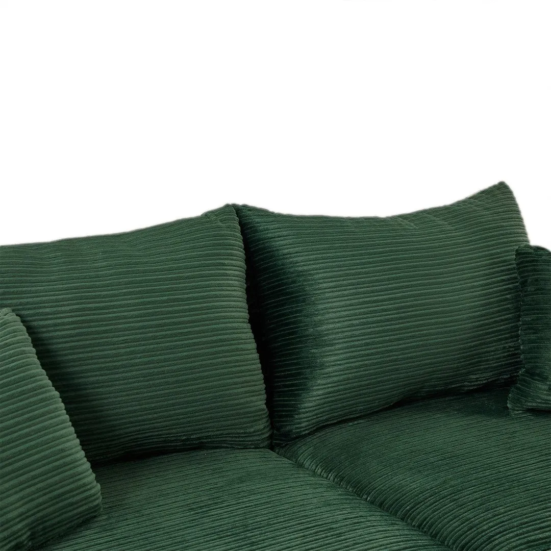 123.2" Modern 4-Seater Sectional Sofa With Storage, Ottomans, USB Ports, Cup Holders, Phone Holder, Green