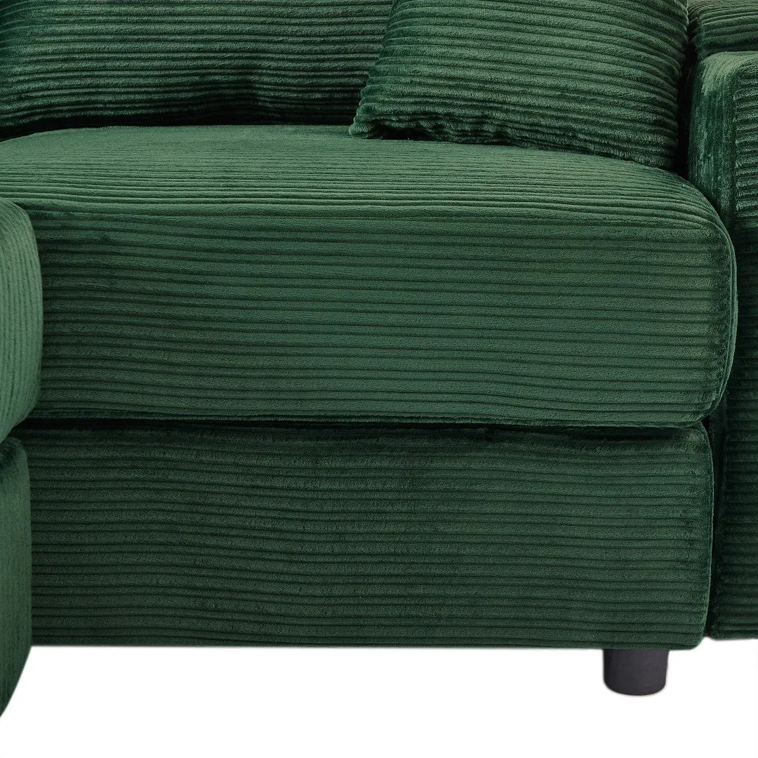 123.2" Modern 4-Seater Sectional Sofa With Storage, Ottomans, USB Ports, Cup Holders, Phone Holder, Green