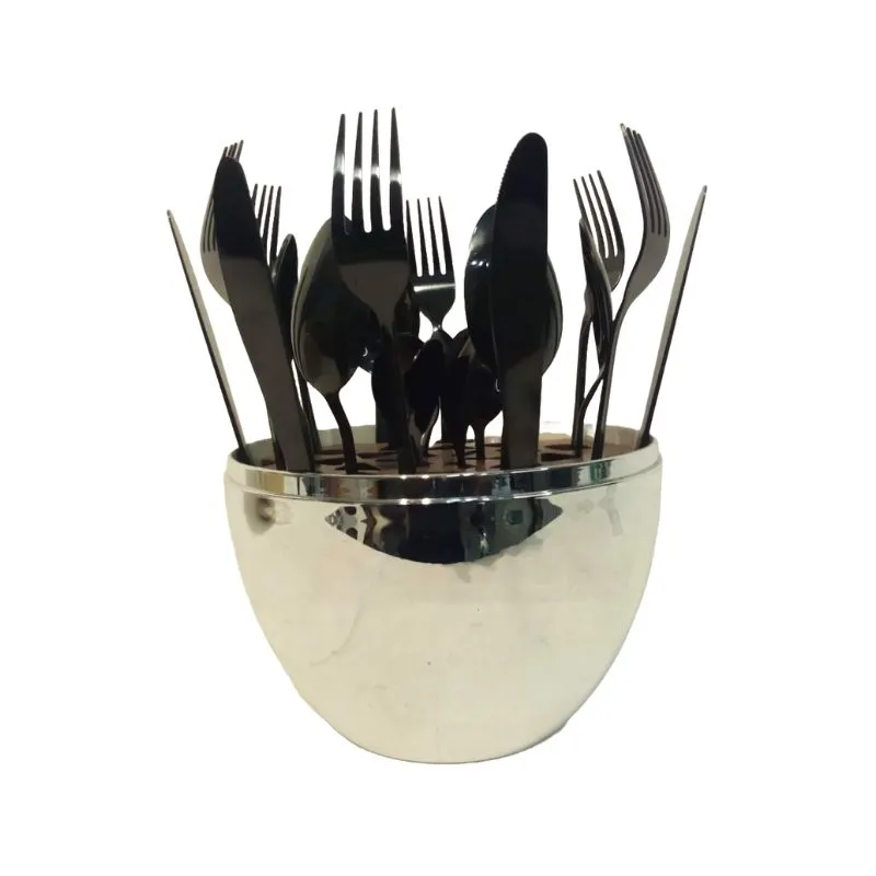 24 pcs Spoon Holder Egg Black/Silver