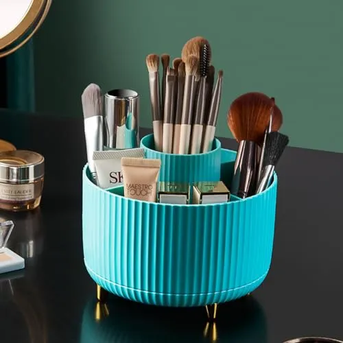 360° Rotate Makeup Brush Holder Organizer, Makeup Organizers Countertop, Makeup organization and Skincare Storage with Gift Box Packing for Vanity, Desktop, Bathroom (Black)