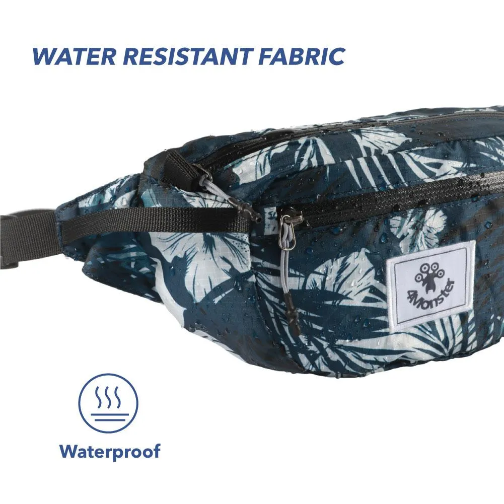 4Monster Hiking Waist Packs Portable with Multi-Pockets Adjustable Belts-Printed Style