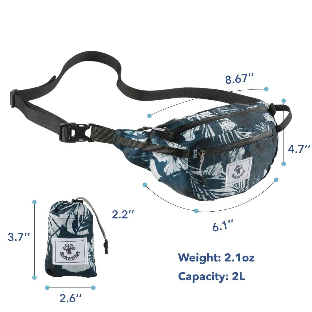 4Monster Hiking Waist Packs Portable with Multi-Pockets Adjustable Belts-Printed Style