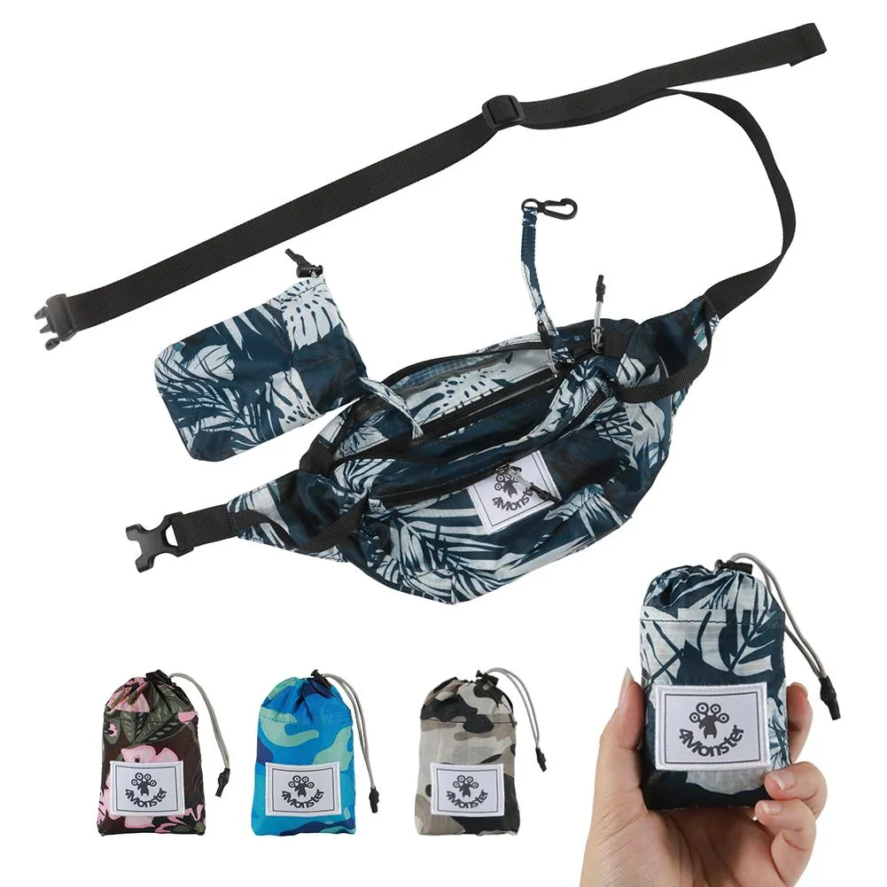 4Monster Hiking Waist Packs Portable with Multi-Pockets Adjustable Belts-Printed Style