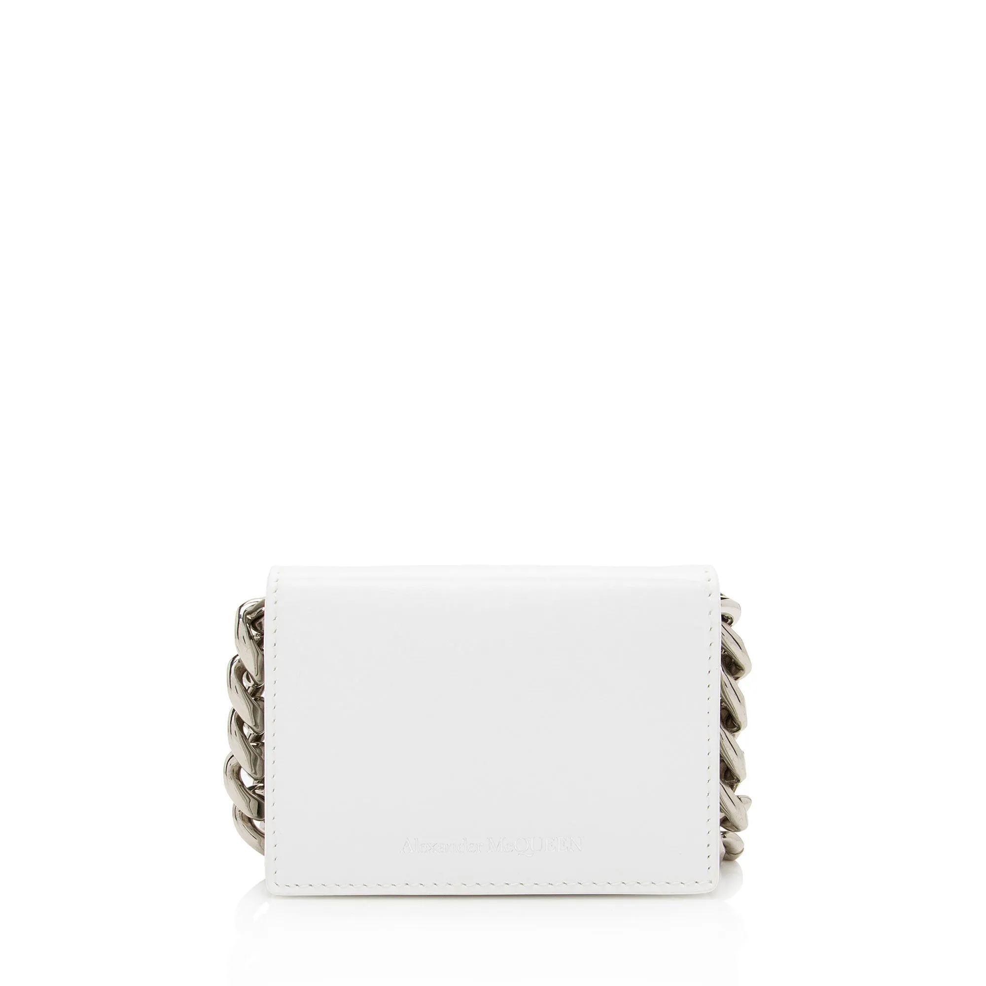 Alexander McQueen Calfskin Four Ring Mini Card Holder On Chain (SHF-Pf6Zet)