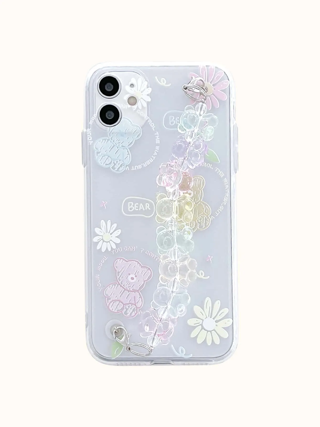 Bear Decor Hand Strap Phone Case