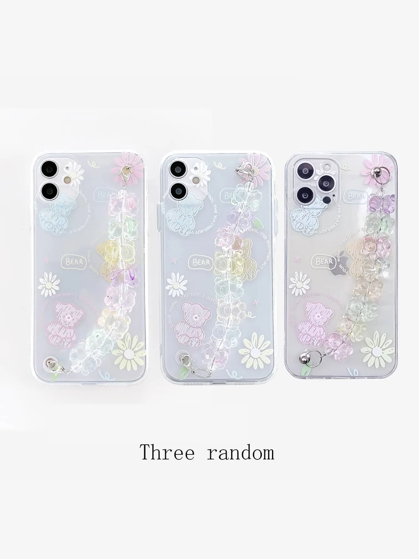 Bear Decor Hand Strap Phone Case