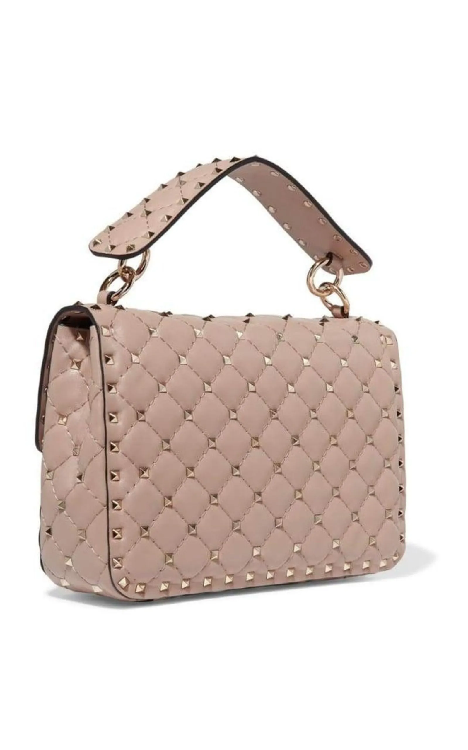 Beige Medium Rockstud Matelassé Bag