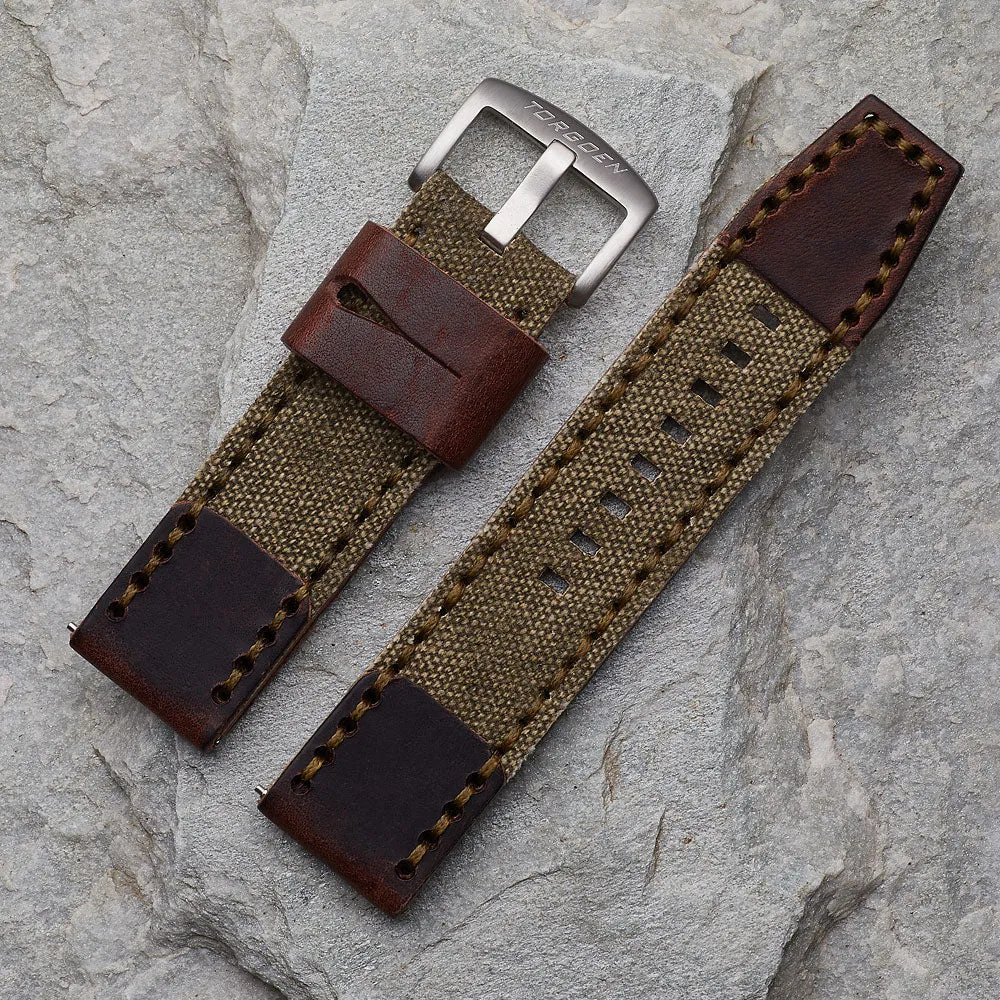 Brown and Green Leather Strap | 24mm