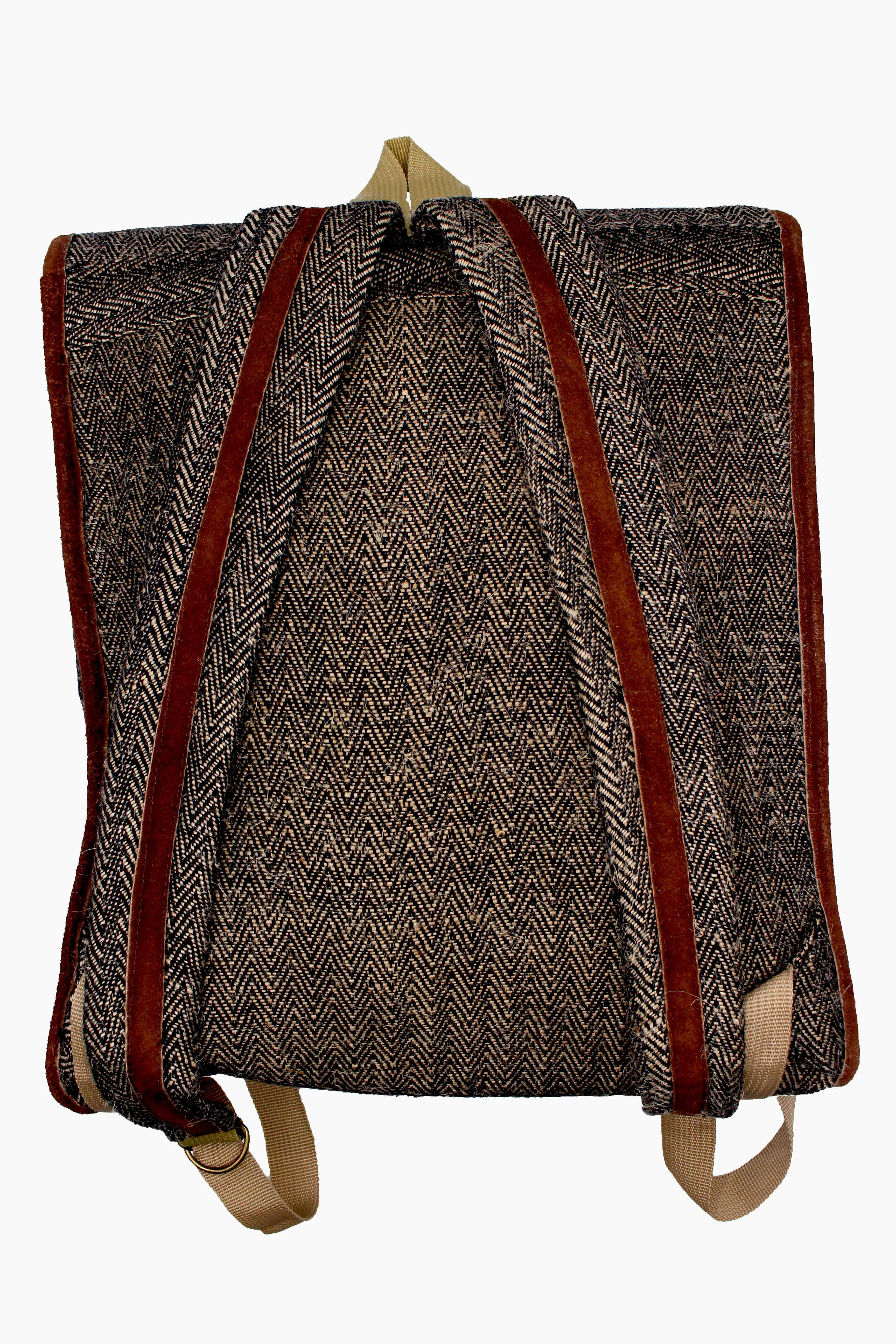 Brown Herringbone Unisex Hemp Backpack