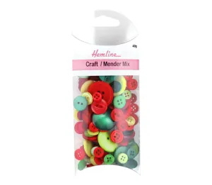 Buttons - Bulk pack - Assorted Red and Green in Designs and Sizes