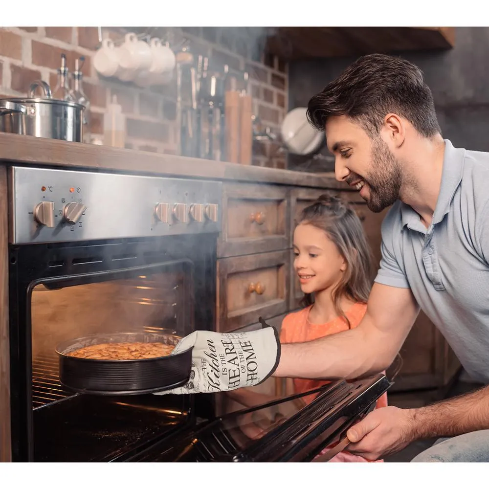 Cotton Heat-Resistant Kitchen Accessory Set - 4 Piece Oven Mitts & Pot Holders Collection