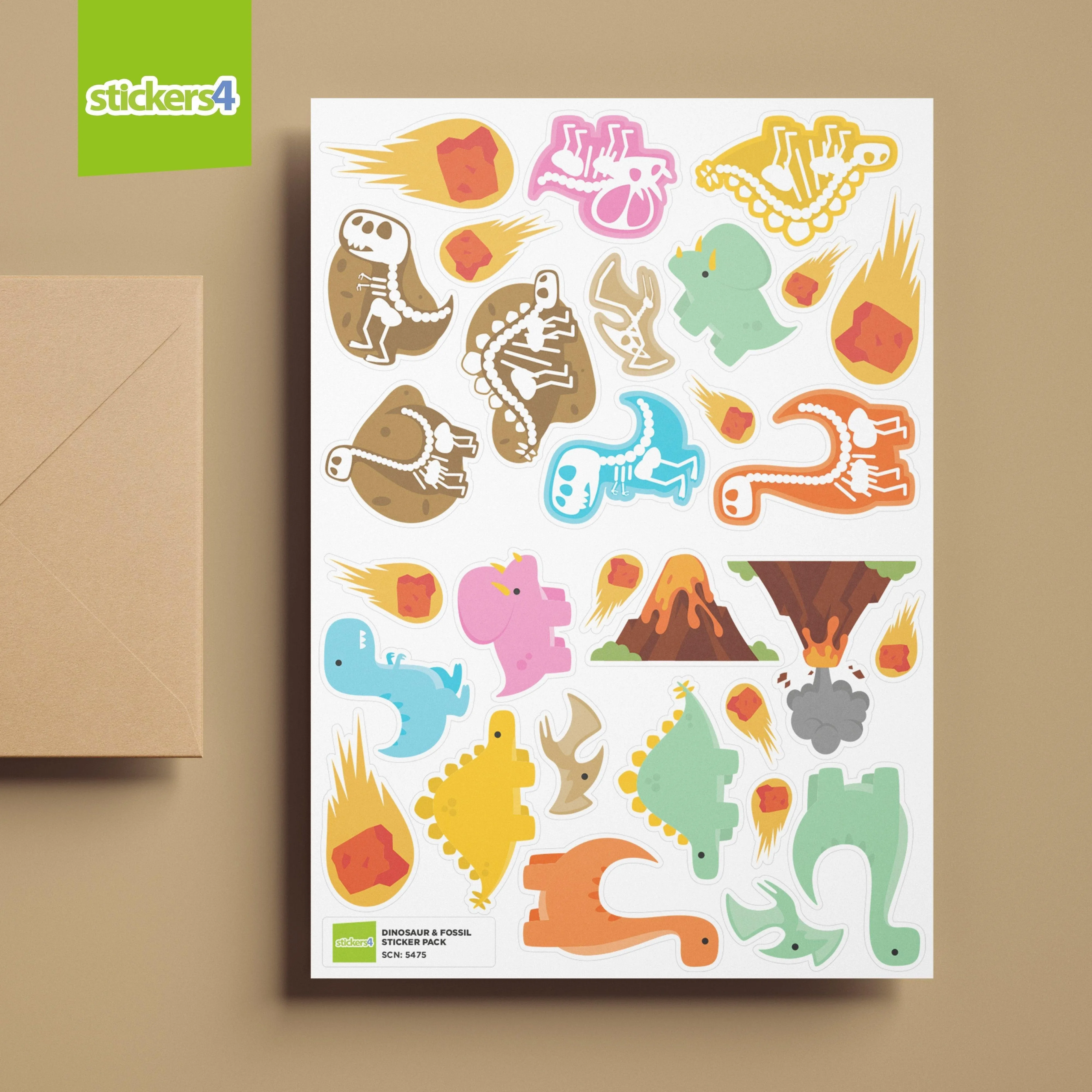 Dinosaur and Fossil Sticker Pack - Perfect Stocking Filler