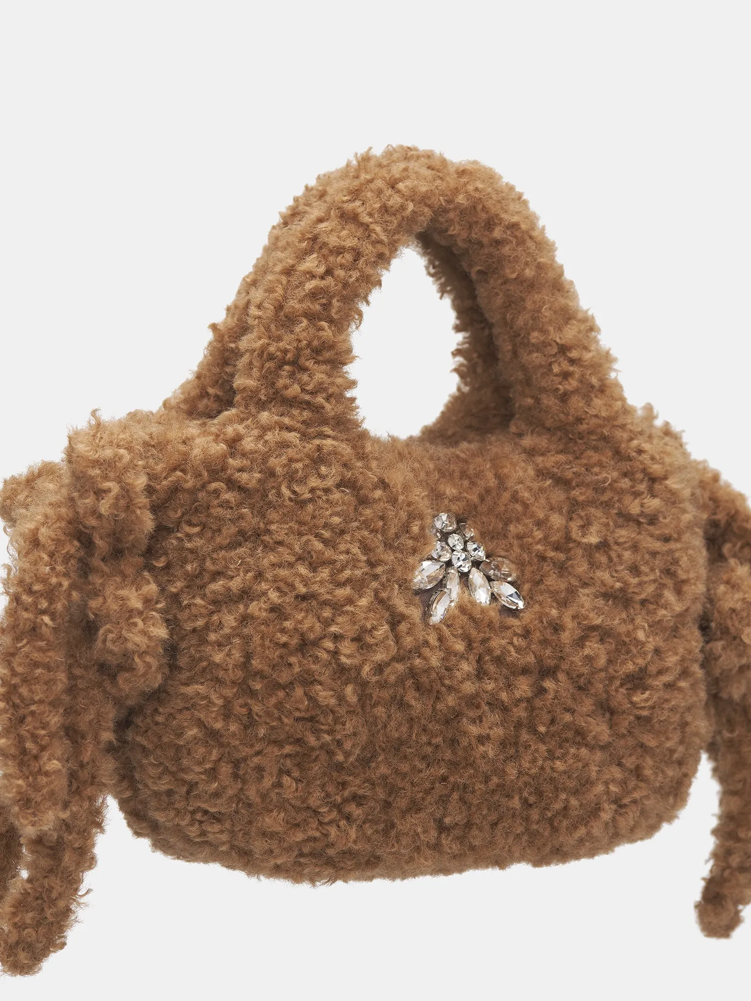 Embellished Baby Egg Tote Bag (BAG174B-0793-BROWN-CLEAR)