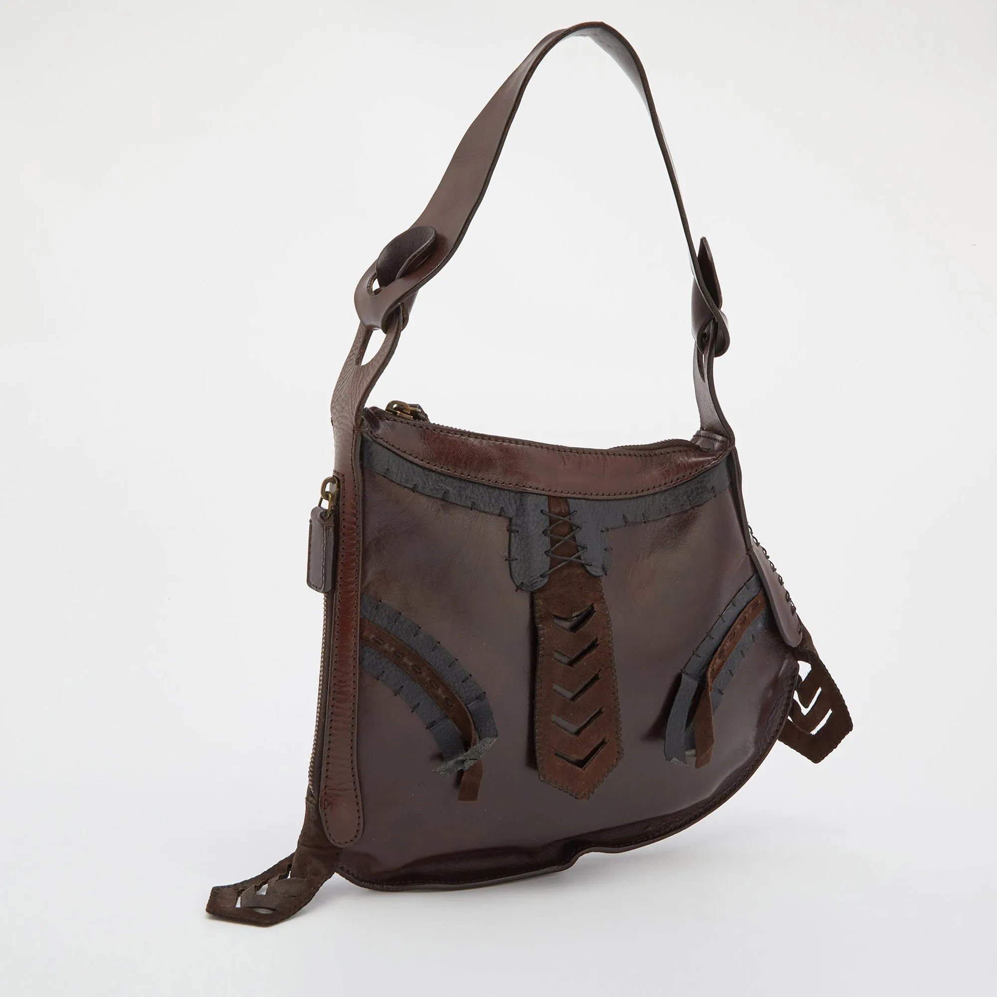 FENDI Brown Leather Oyster Hobo