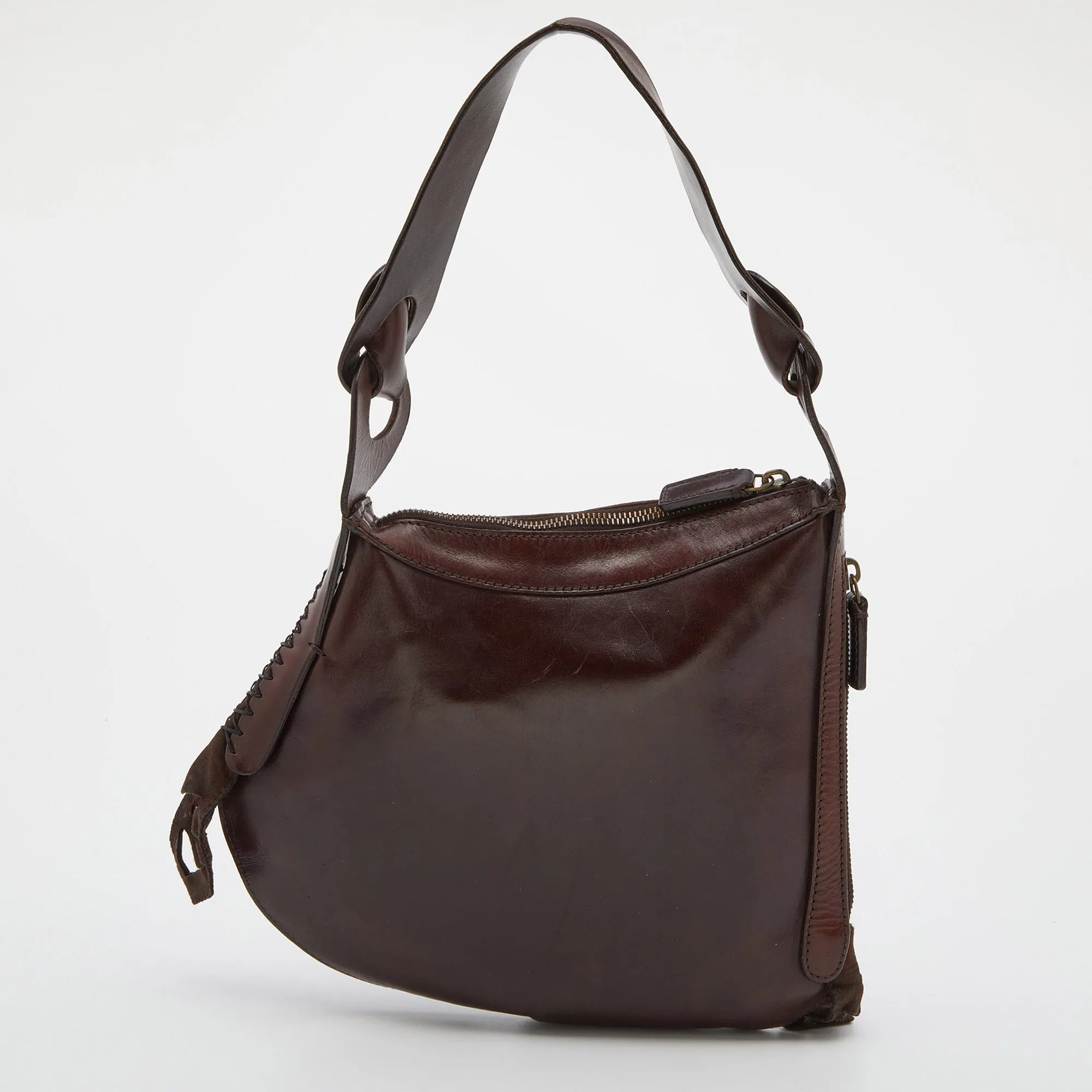 FENDI Brown Leather Oyster Hobo