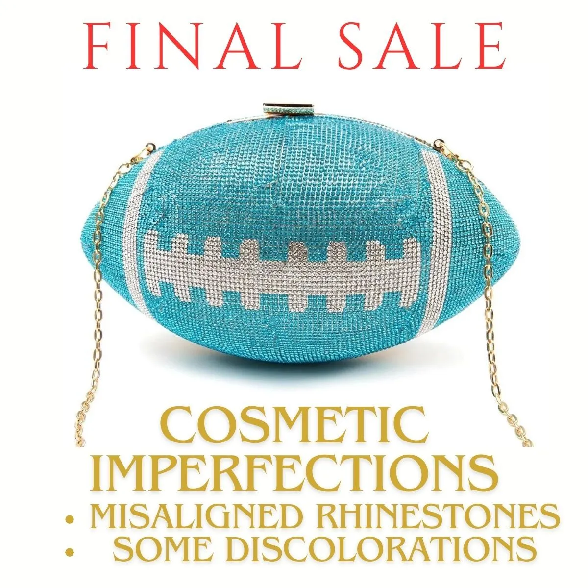 FINAL SALE Turquoise Bling Football Clutch