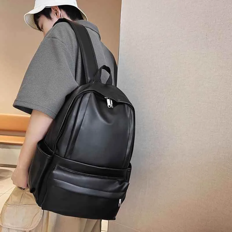 GC337: Large-Capacity, Comfortable, Leather College Cool Backpack