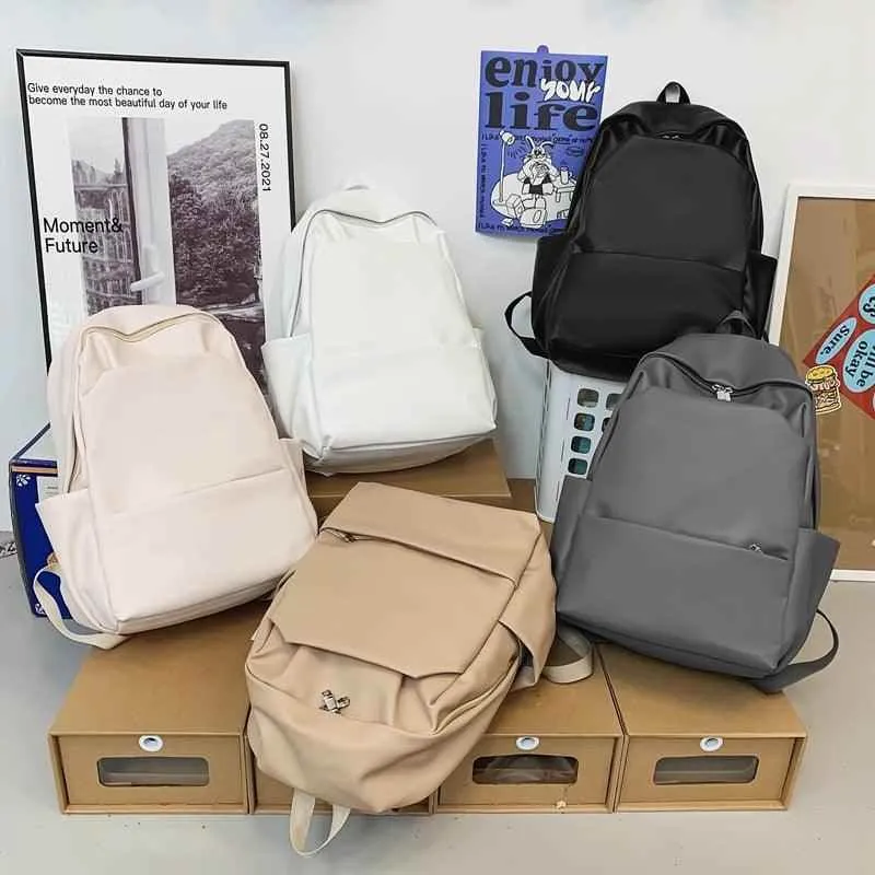 GC337: Large-Capacity, Comfortable, Leather College Cool Backpack