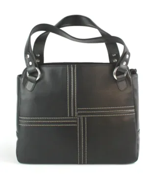 Genuine Soft Leather Handbag With Stitched Detailing