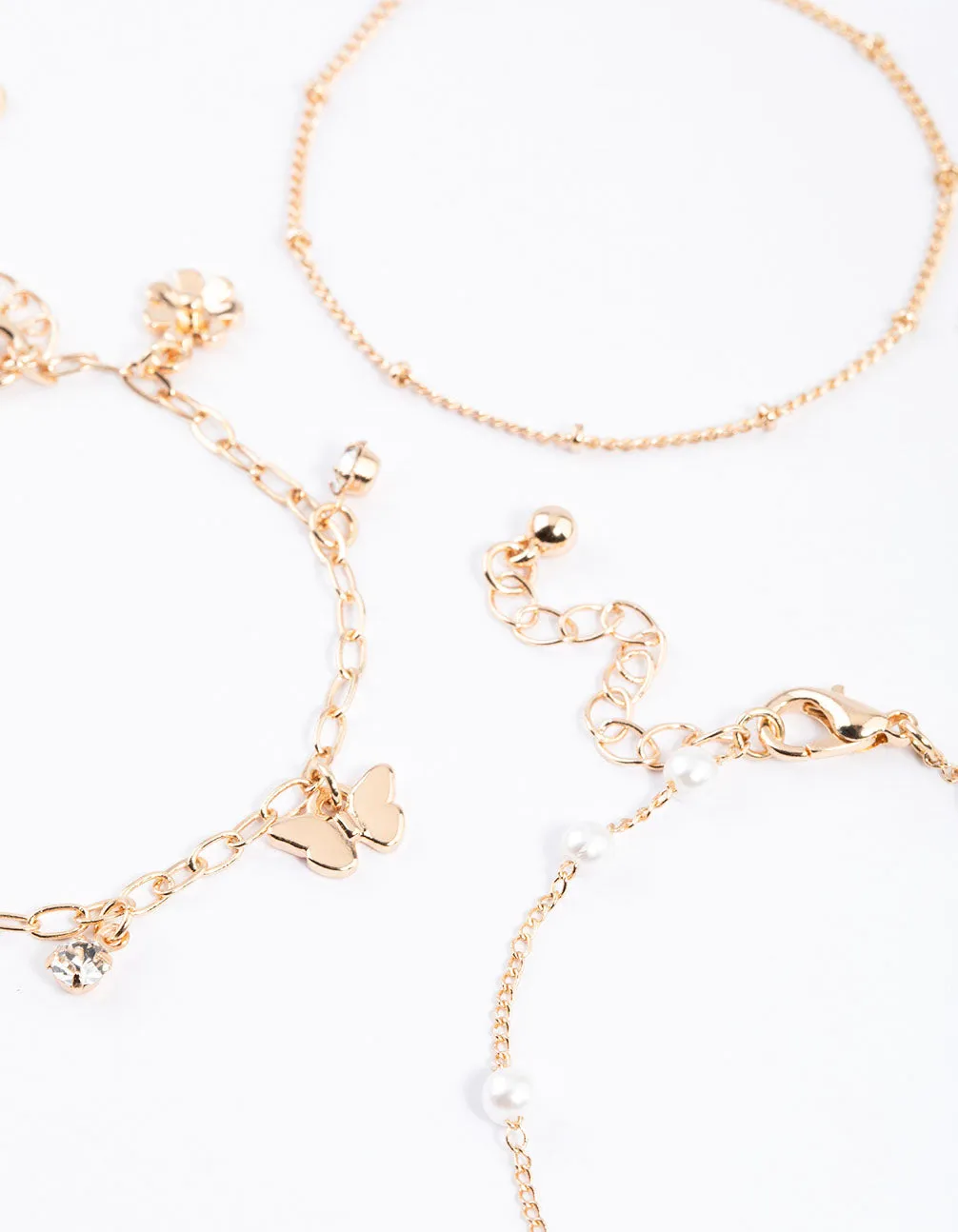 Gold Charm & Pearl Chain Bracelet Pack