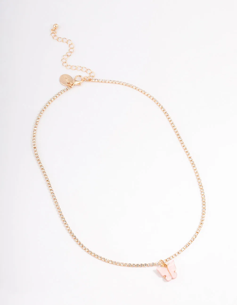 Gold Diamante Cupchain Butterfly Necklace