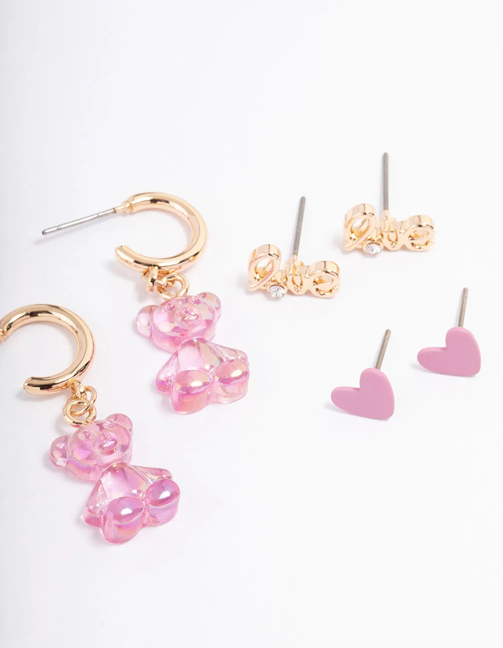 Gold Pastel Cute Love Earrings 6-Pack