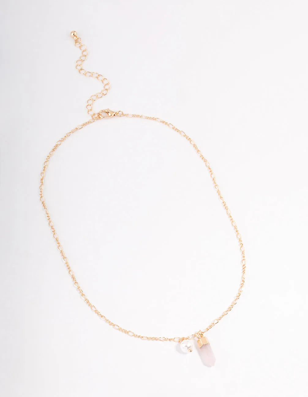 Gold Rose Quartz & Pearl Necklace