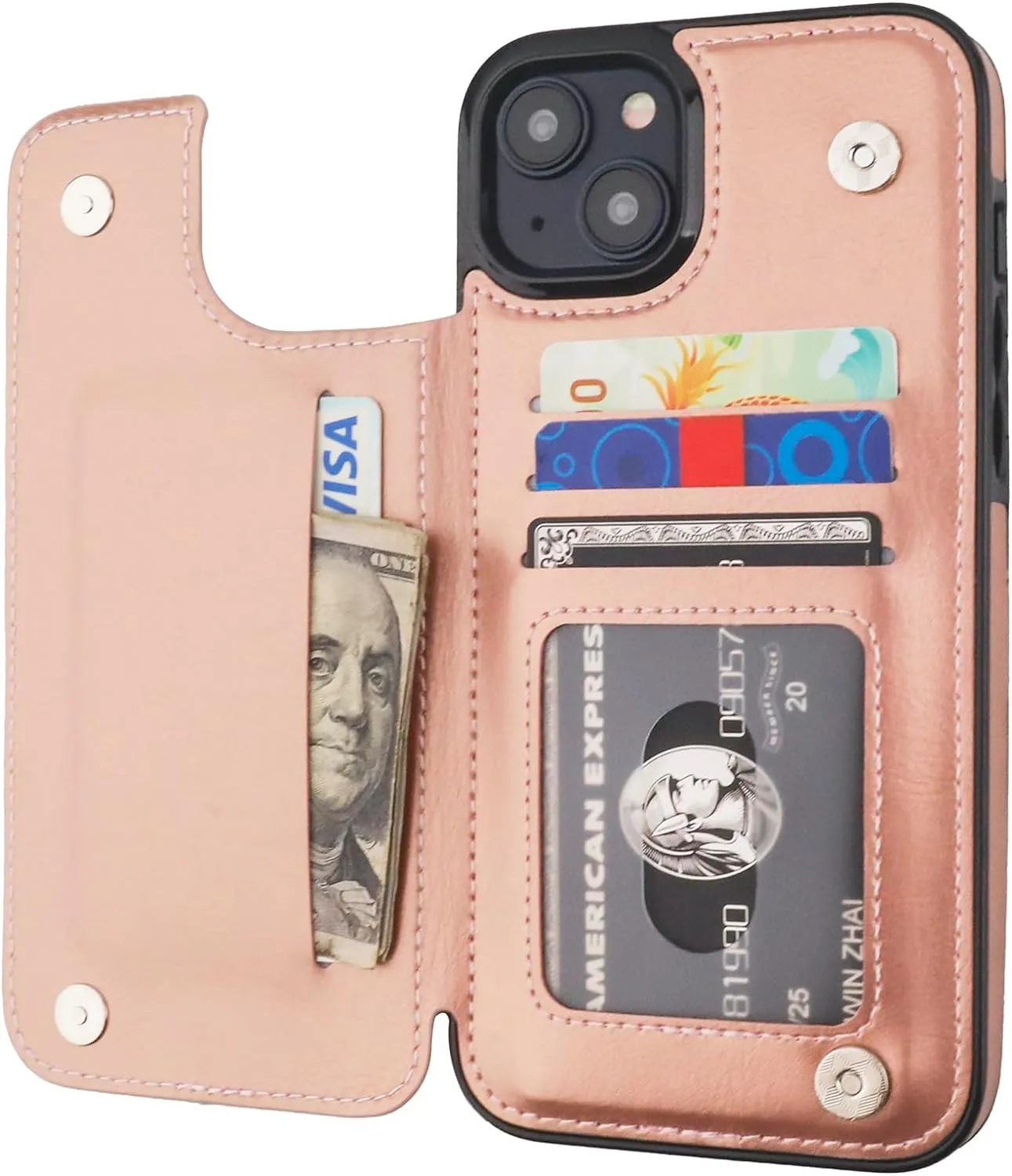 i Phone 16 Pro Max Wallet Case Card Holder PU Leather Kickstand Card Slots Case (Copy)