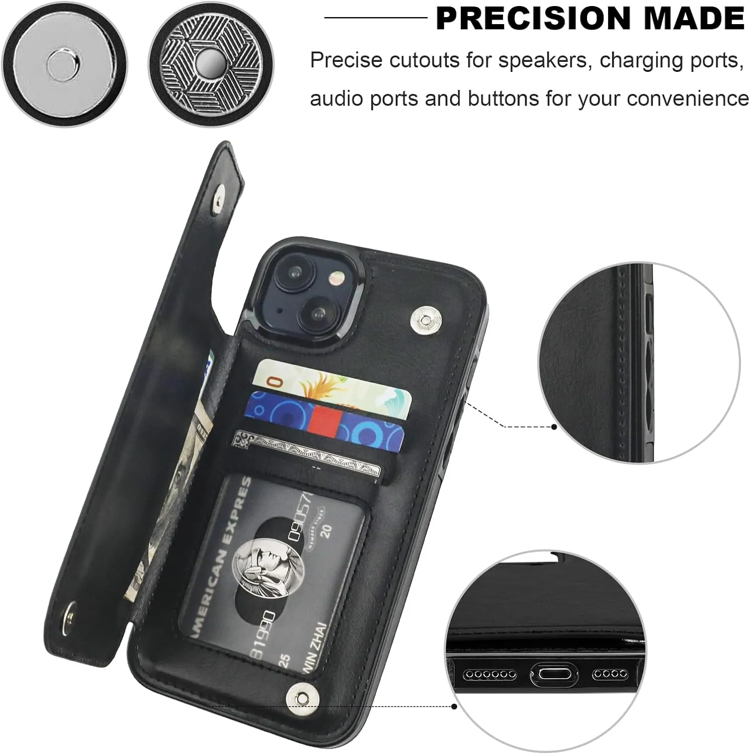 i Phone 16 Pro Max Wallet Case Card Holder PU Leather Kickstand Card Slots Case (Copy)