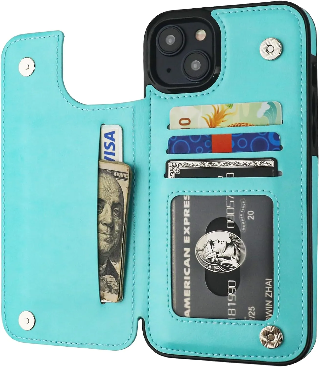 i Phone 16 Pro Max Wallet Case Card Holder PU Leather Kickstand Card Slots Case (Copy)