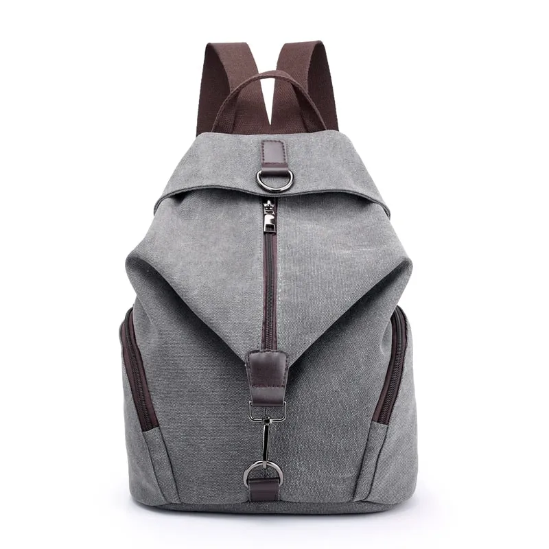 Korean-Inspired Canvas School Backpack for Women