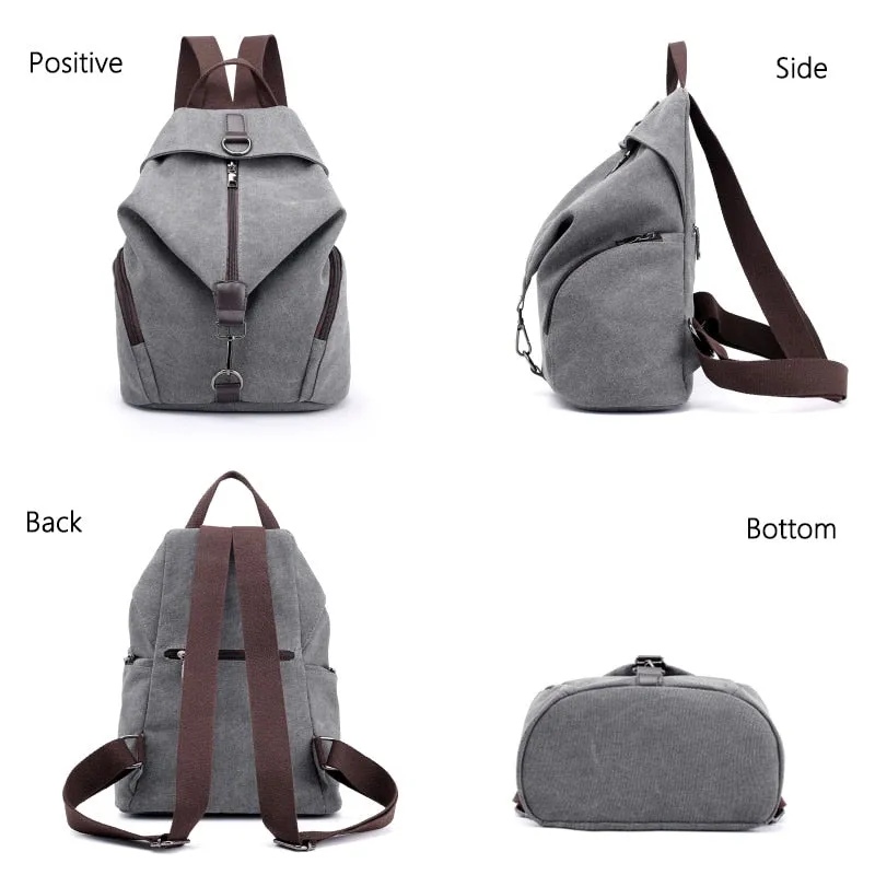 Korean-Inspired Canvas School Backpack for Women