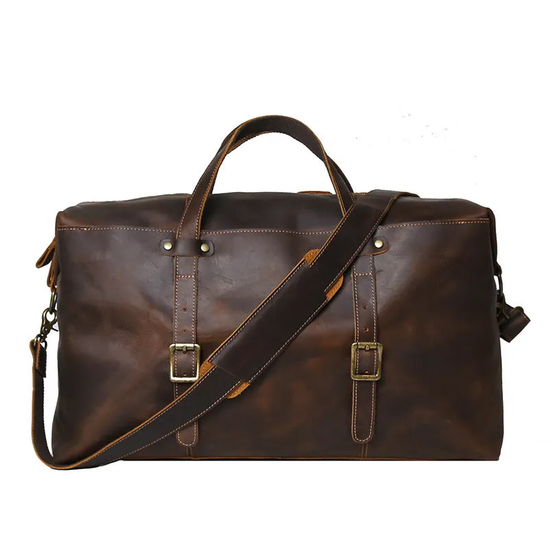 Leather Overnight Duffel Bag for Men