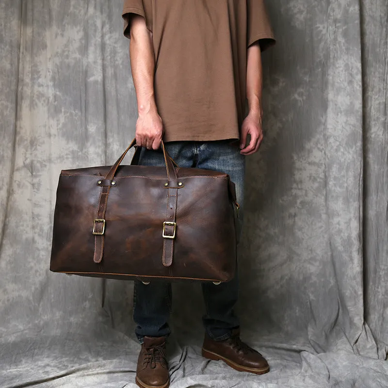 Leather Overnight Duffel Bag for Men