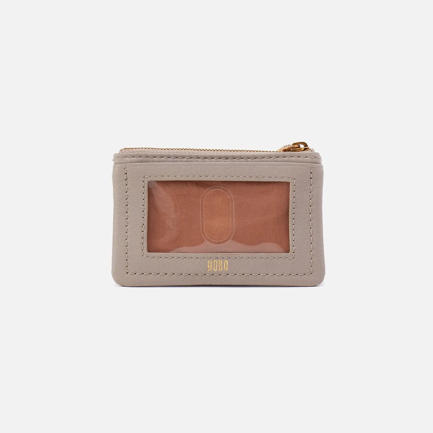 Lumen Card Case In Pebbled Leather - Taupe