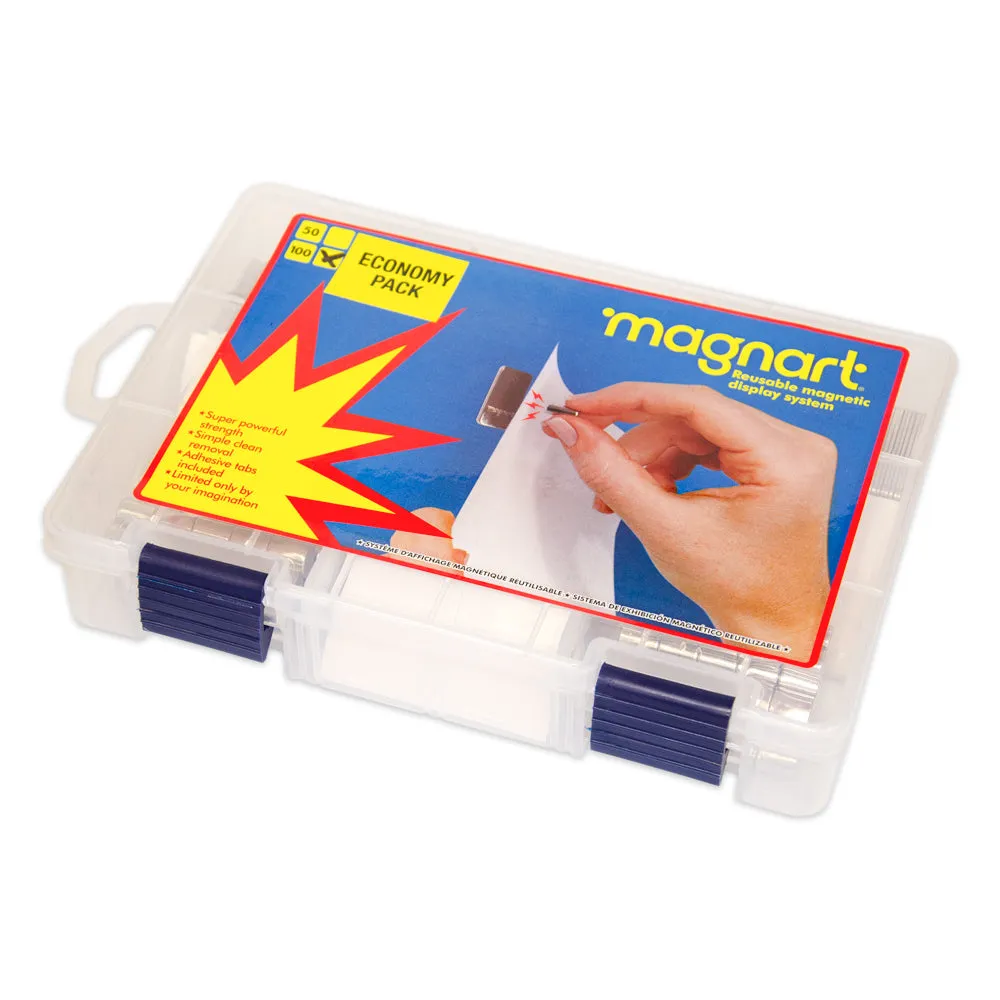 Magnart - Magnetic Art Hanging System | Economy 100 Pack | 100 Magnets and 100 Adhesive Tabs