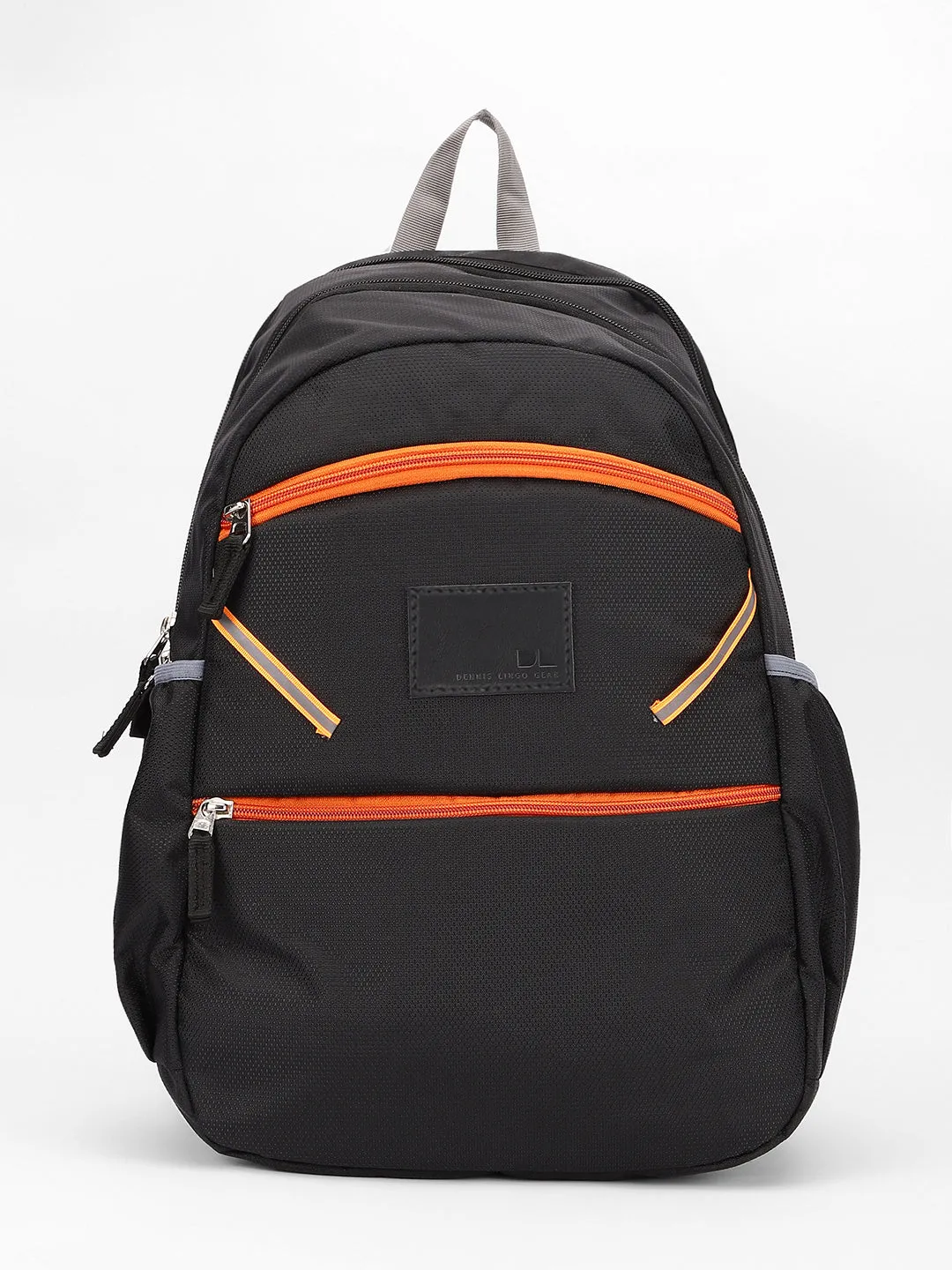 Men's Black & Orange Water Repellent Travel Backpack with adjustable shoulder strap