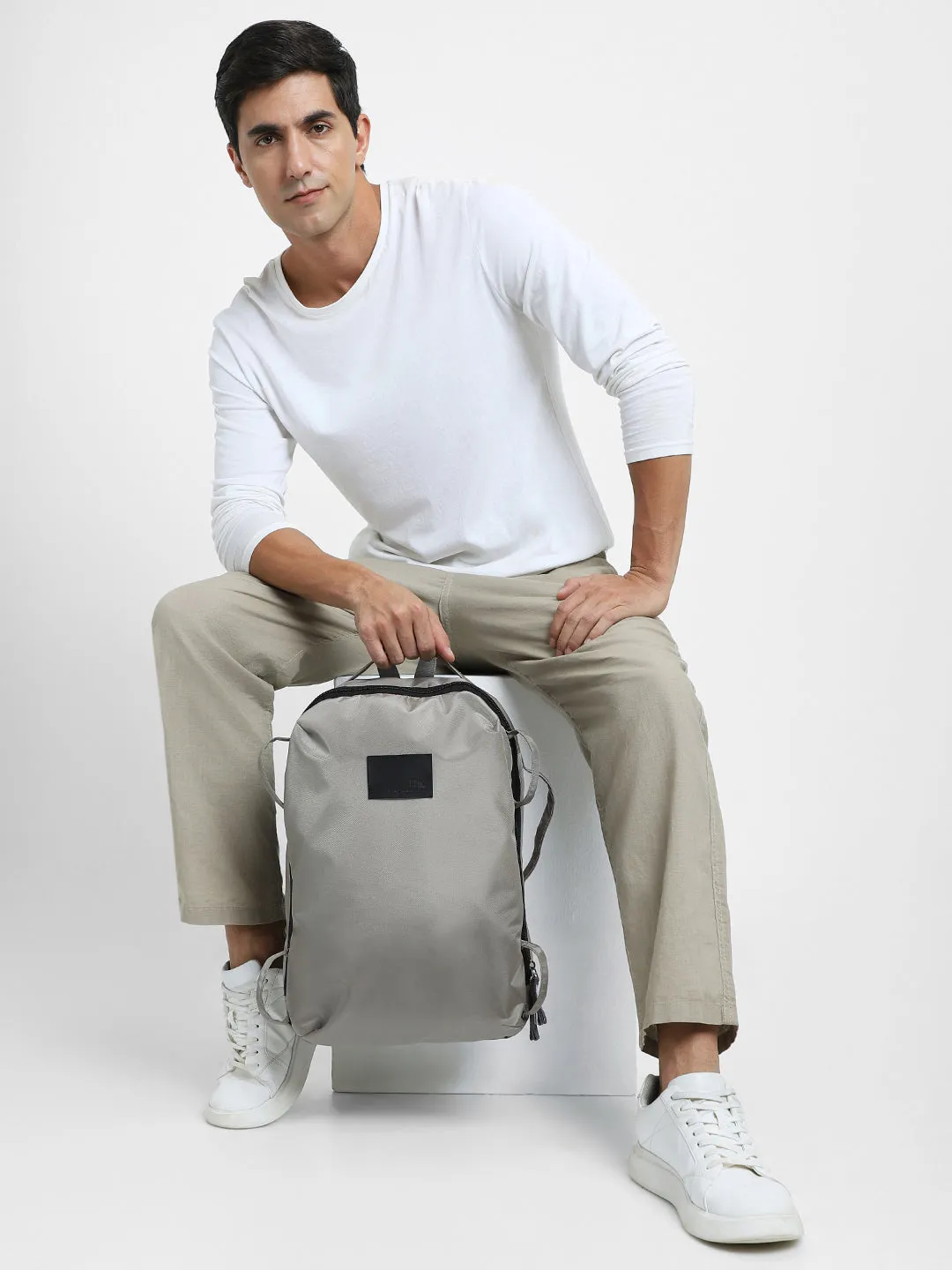 Men's Cream Water Repellent Travel Backpack with adjustable shoulder strap