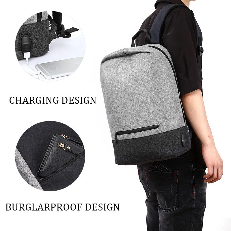 Men's Waterproof Casual Backpack with USB Charging