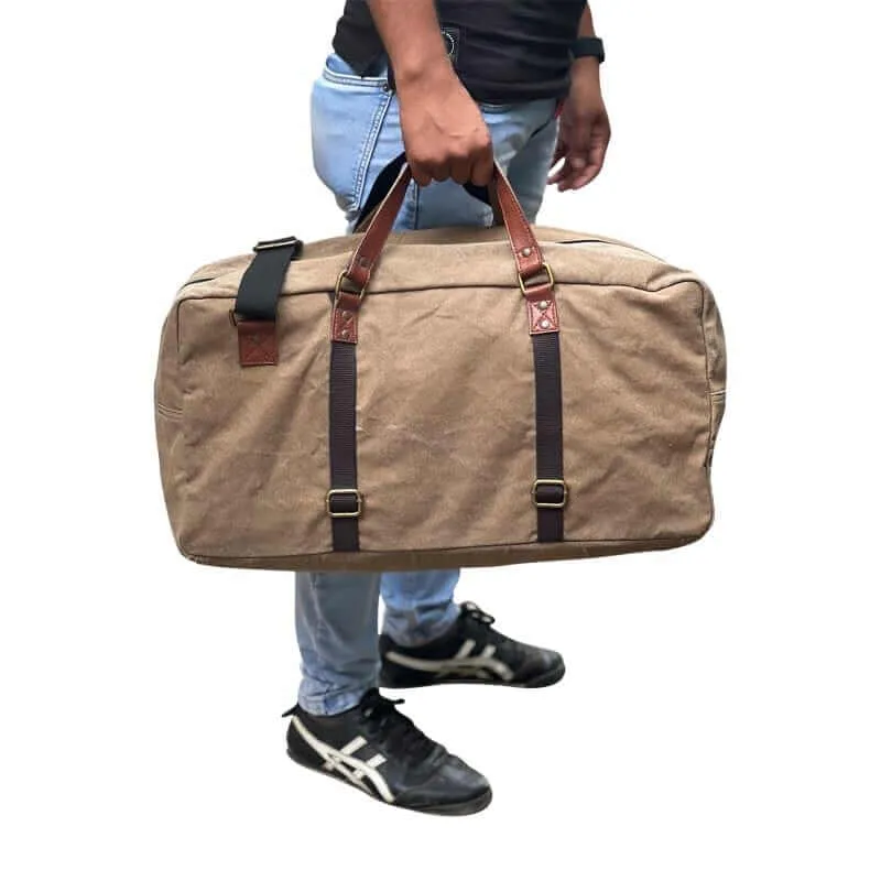 Mona B - Upcycled Canvas Duffel Gym Travel and Sports Bag with Stylish Design for Men and Women: Brad