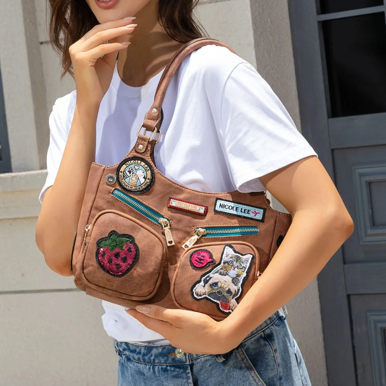 MULTI PATCH SHOULDER BAG