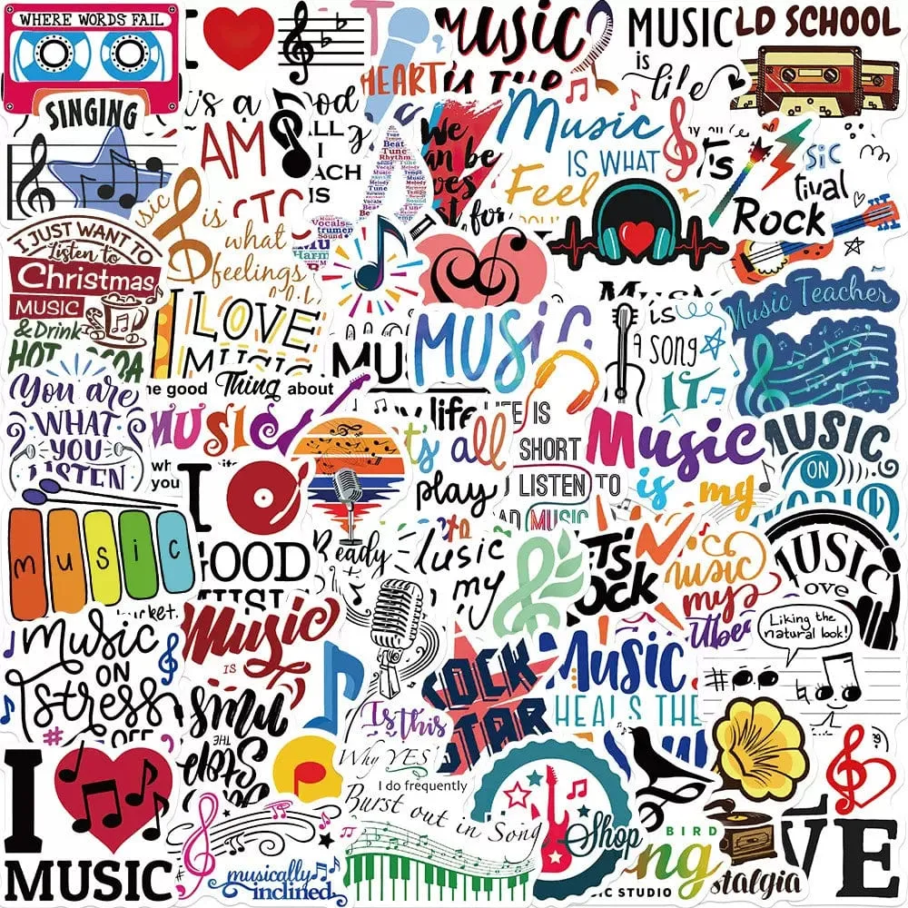 Music Themed Individual Stickers - Music Words Pack of 50