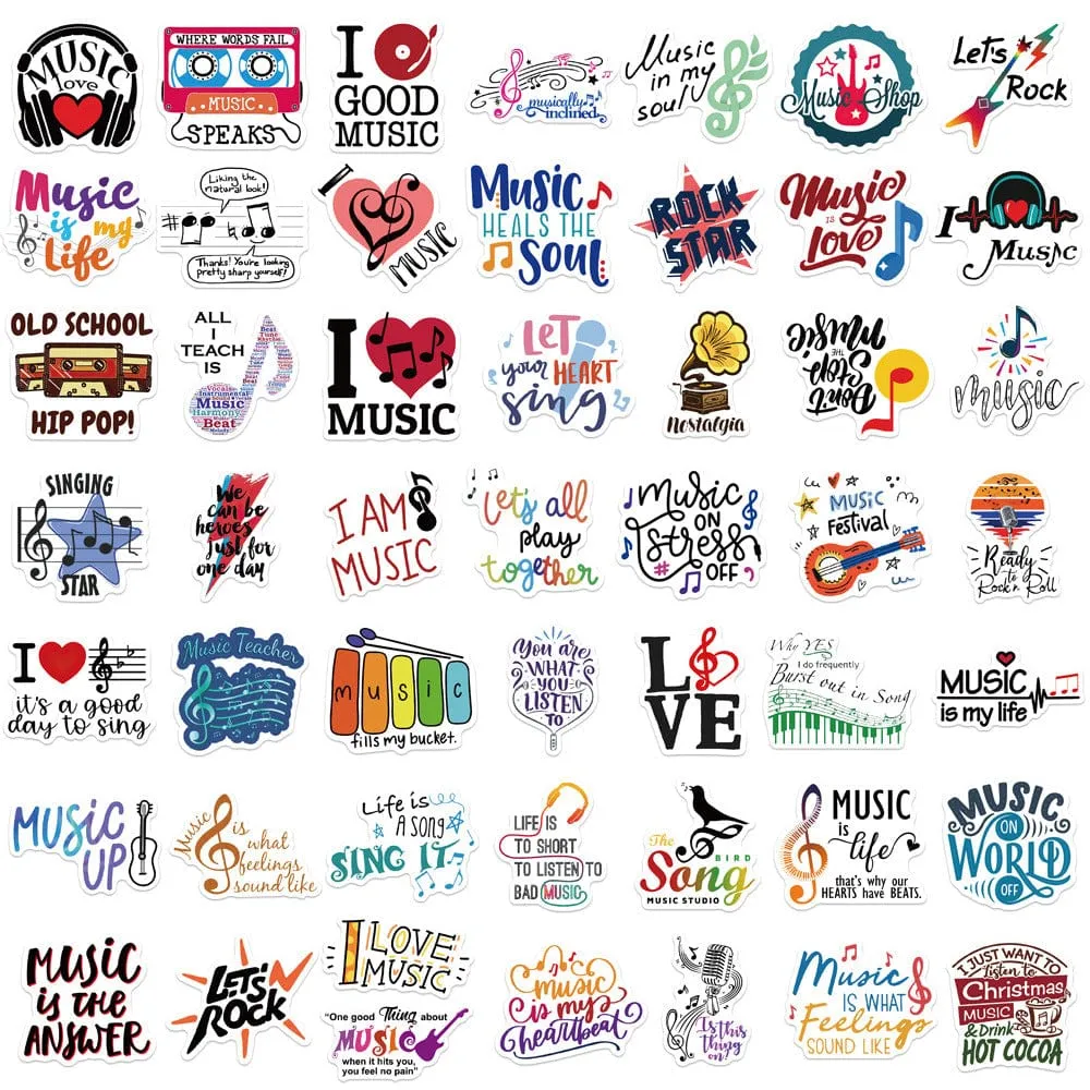 Music Themed Individual Stickers - Music Words Pack of 50