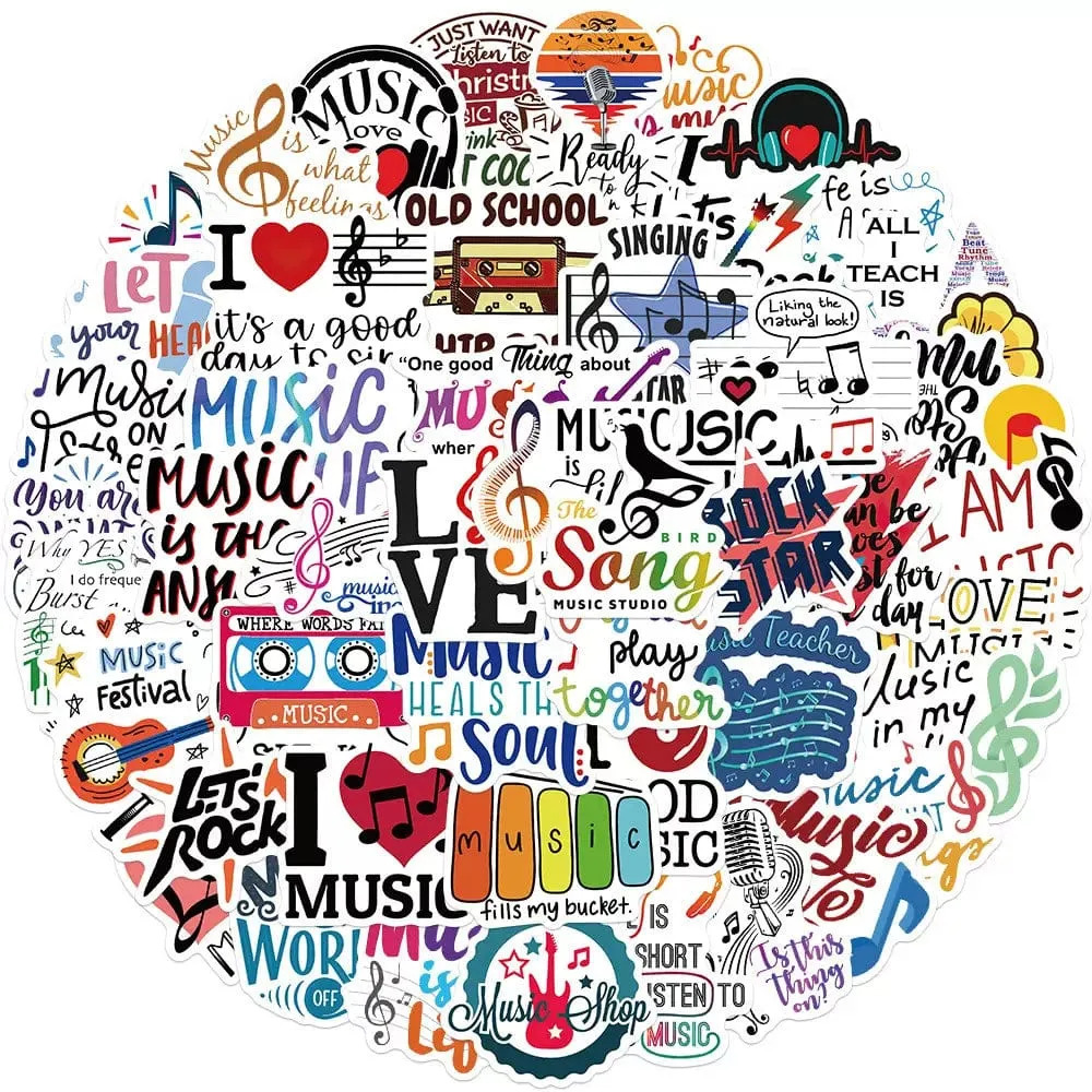 Music Themed Individual Stickers - Music Words Pack of 50