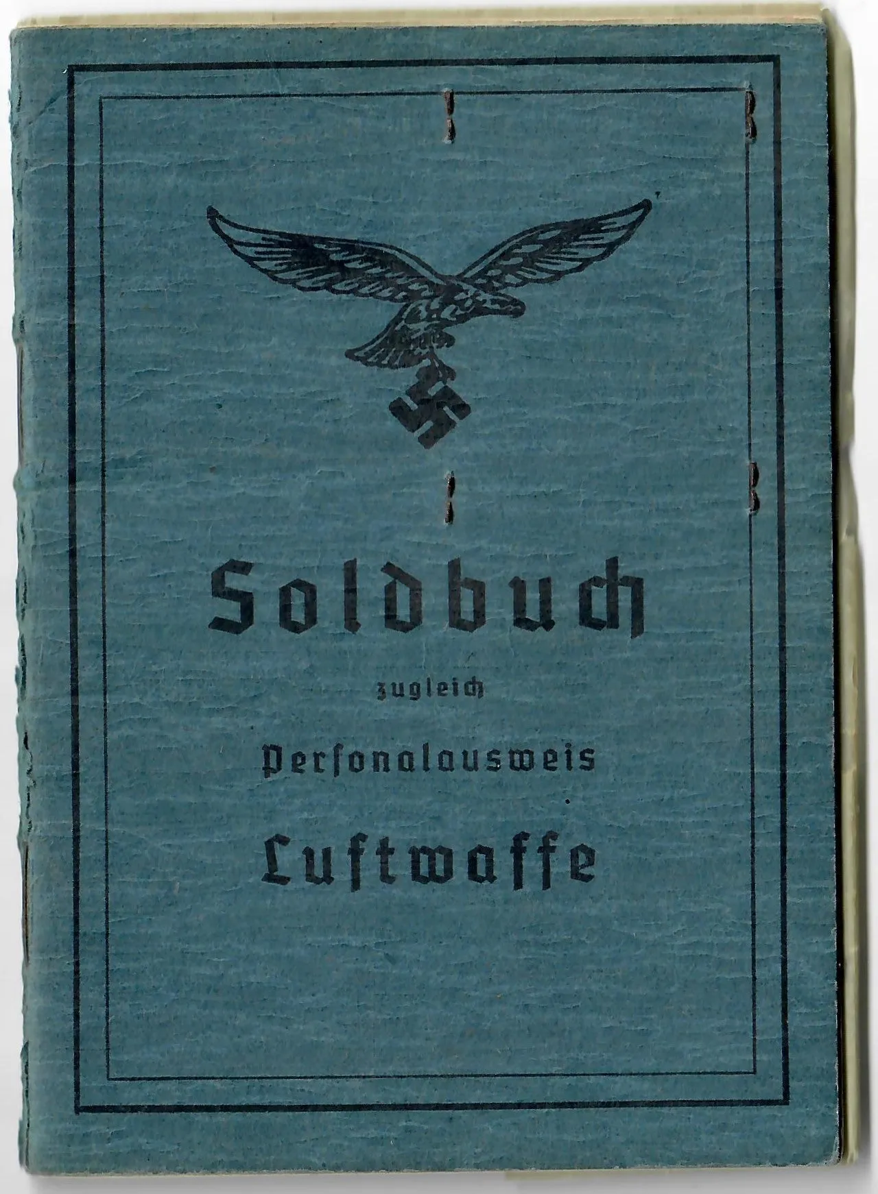 Original German WWII Luftwaffe Fallschirmjäger Paratrooper Soldbuch ID & Pay Book with Photos - USGI Captured in Po Valley April 1945