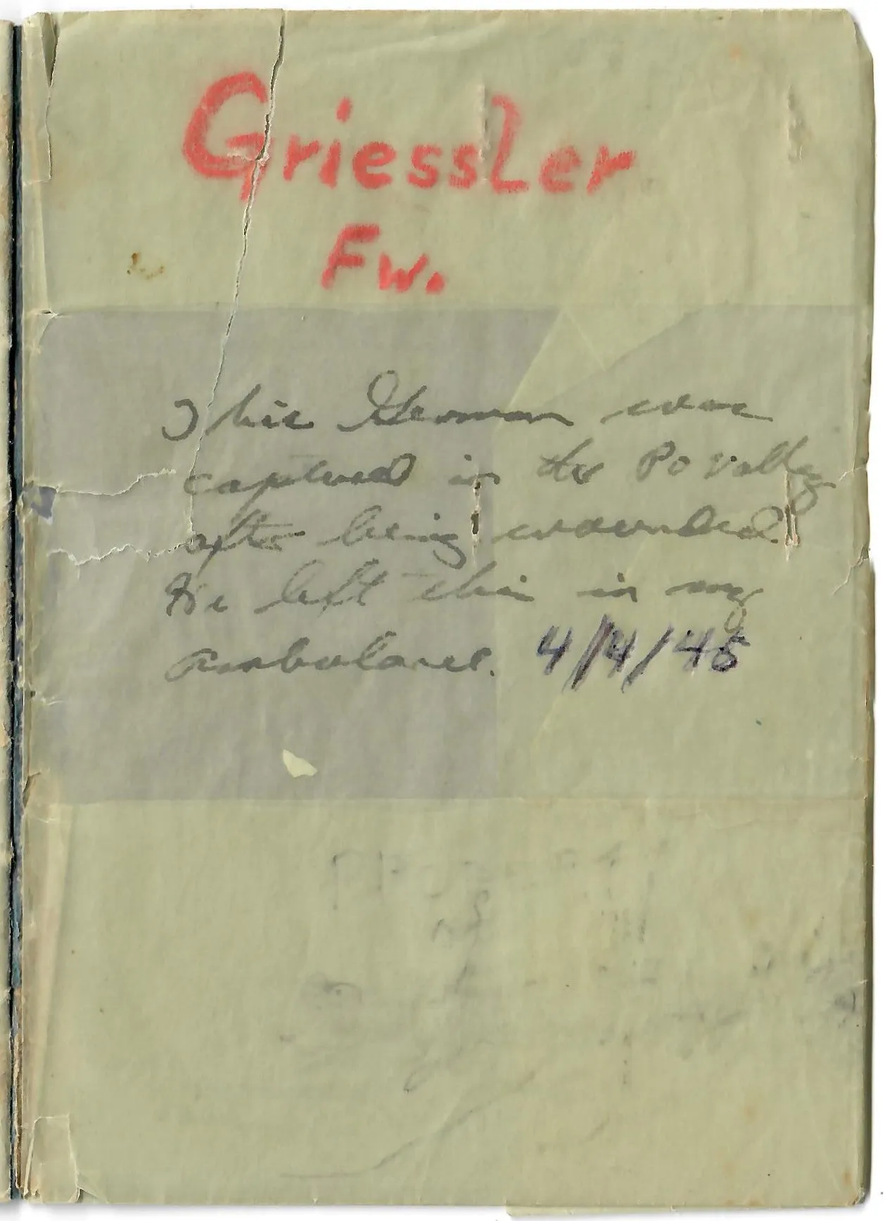 Original German WWII Luftwaffe Fallschirmjäger Paratrooper Soldbuch ID & Pay Book with Photos - USGI Captured in Po Valley April 1945