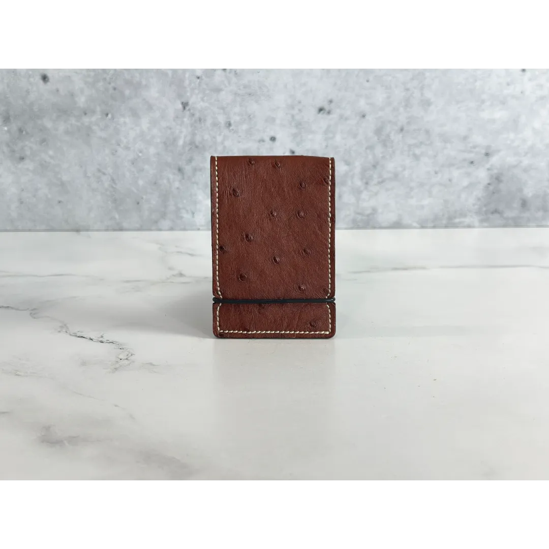 Ostrich Quill Cash Cover: Cognac