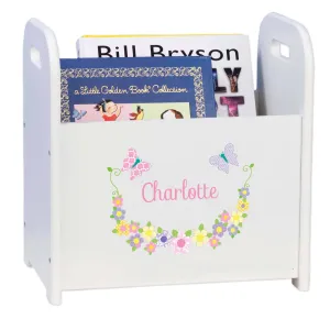 Personalized Pastel Butterflies White Book Caddy