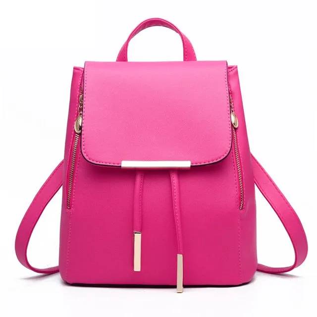 Preppy Style Hasp Closure Softback PU Bag For Girls