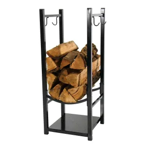 Sunnydaze Outdoor Firewood Storage Rack with Tool Holders